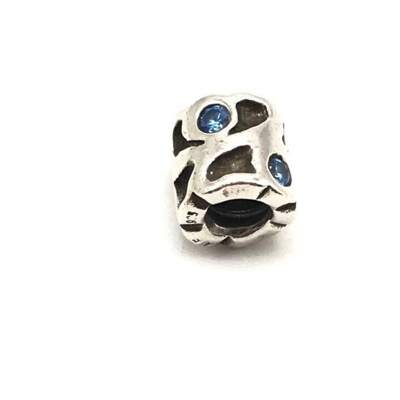 Pandora Blue CZ Cut Out Barrel Bead Charm - Picture 3 of 4